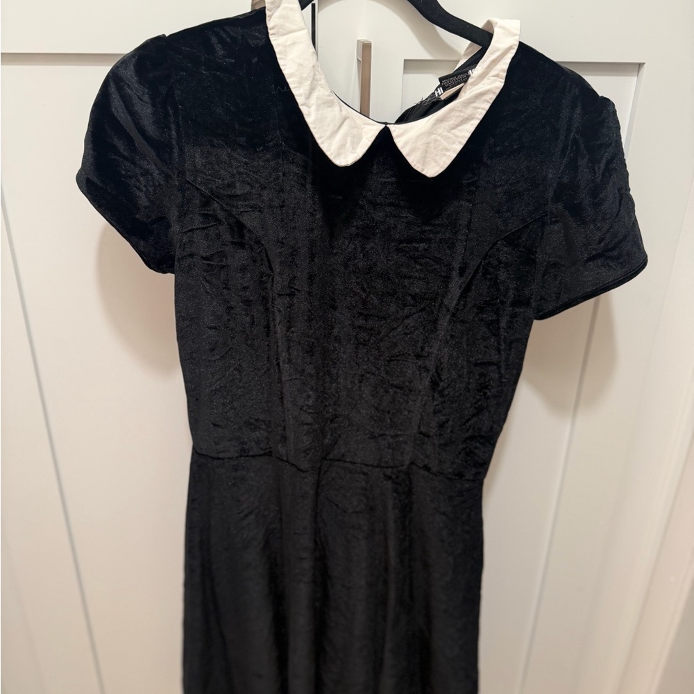 Hot Topic Black Velvet Dress with White Collar